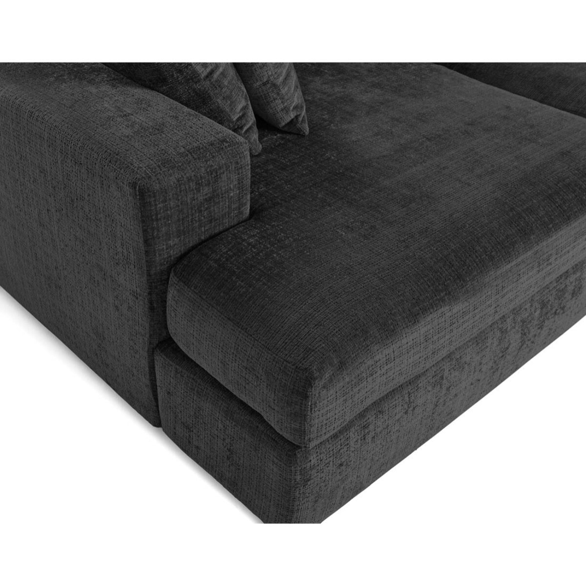 Collins - canapé droit 4 places avec double méridienne - assise profonde - en velours texturé - Gris