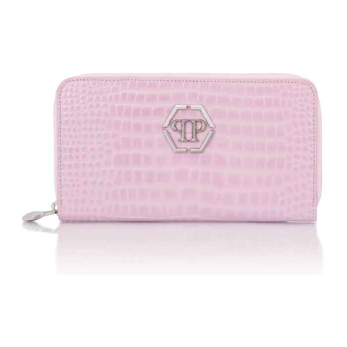 PHILIPP PLEIN Rounded Zip Wallet Cocco