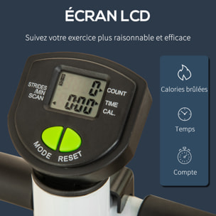 Stepper Fitness avec guidon ergonomique - écran LCD multifonction - résistance réglable - acier blanc vert noir