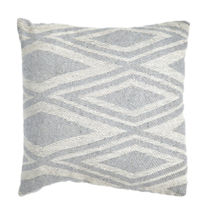 Coussin en coton brodé carré 40 x 40 cm motifs losanges gris - SHINE