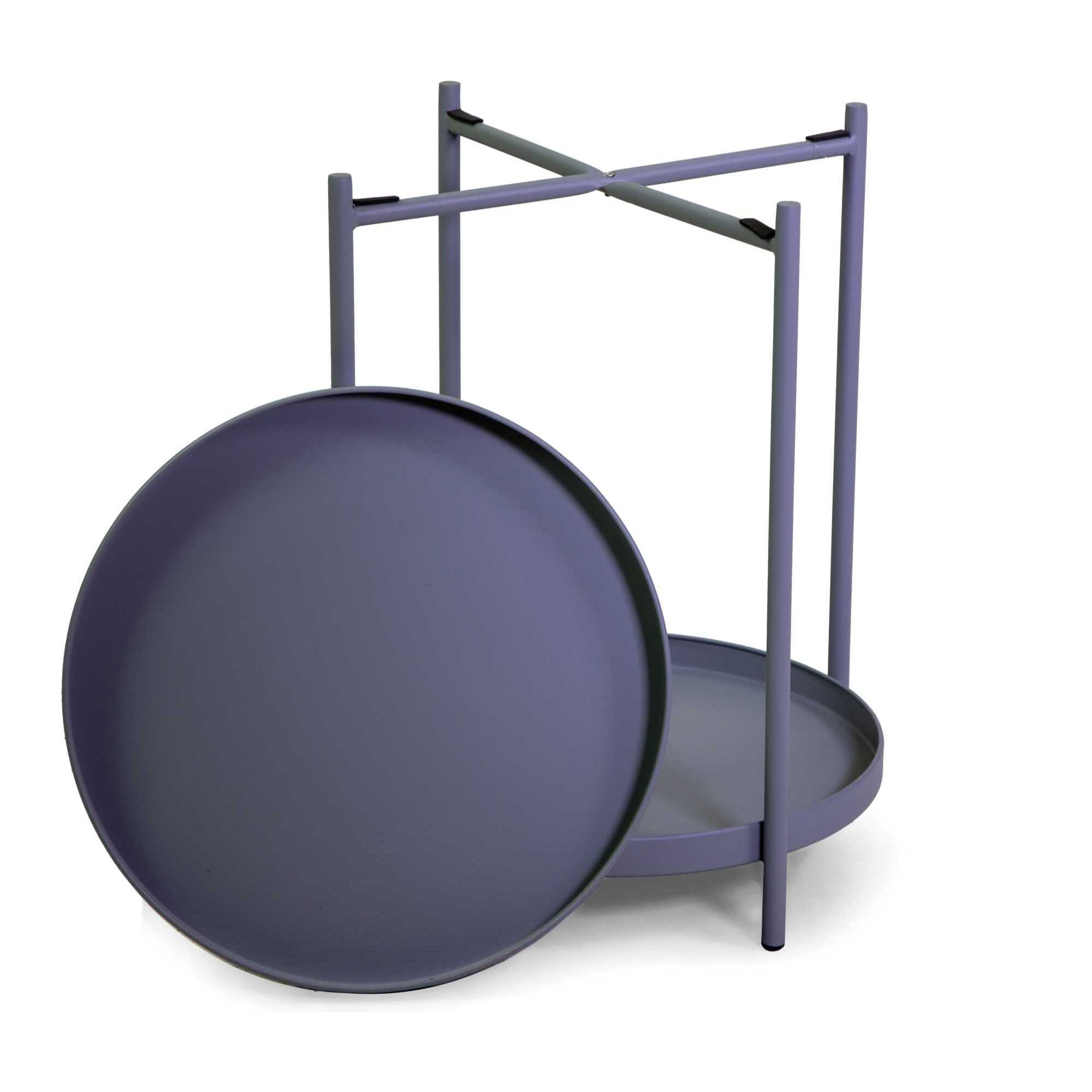 Tavolino Vacchetti in metallo grigio tondo a 2 piani cm ø40h50