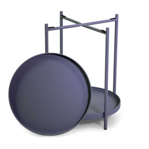 Tavolino Vacchetti in metallo grigio tondo a 2 piani cm ø40h50