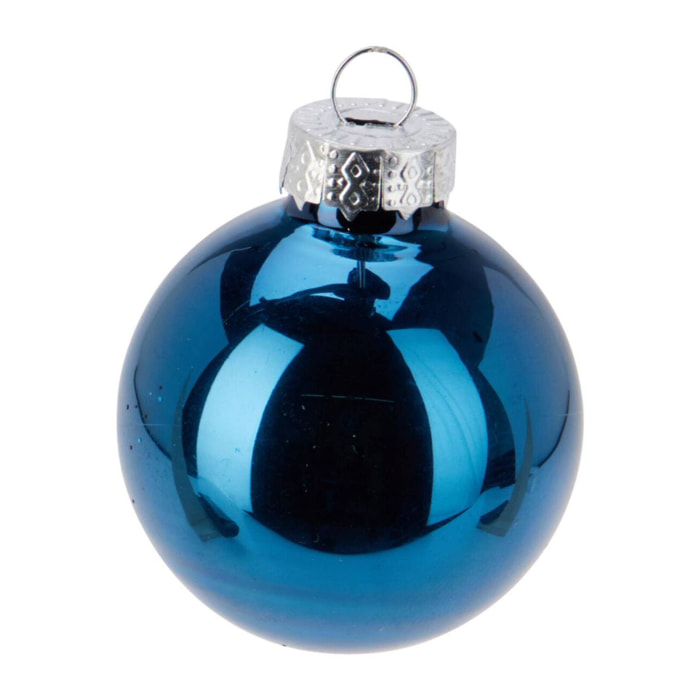 juego de 25 bolas de navidad color azul - brillantes