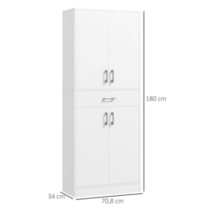 Buffet haut de cuisine style contemporain - 4 portes, 2 étagères réglables, tiroir coulissant - blanc mat