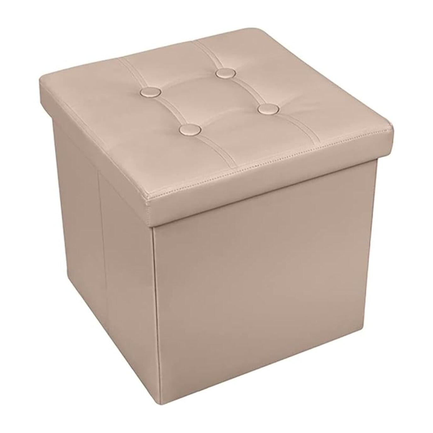 Pouf Contenitore, Puffo per Sedersi, Pouf Poggiapiedi, in Ecopelle, Quadrato, Imbottito, Versatile, Facile da Pulire