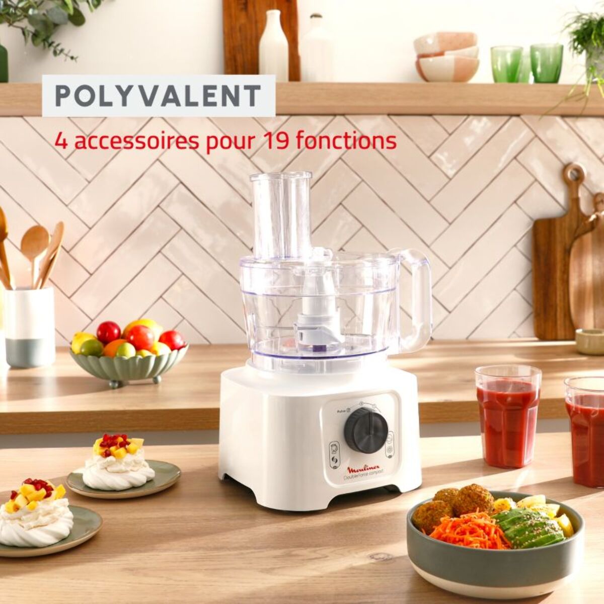 Robot multifonction MOULINEX FP542111 Double force compact blanc