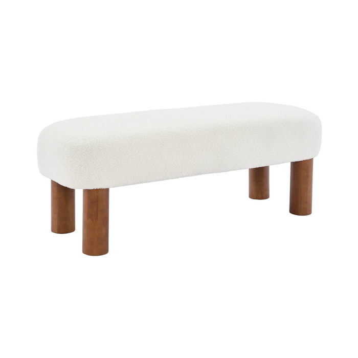 Banc / Bout de lit. pieds en bois d'hévéa et tissu bouclette