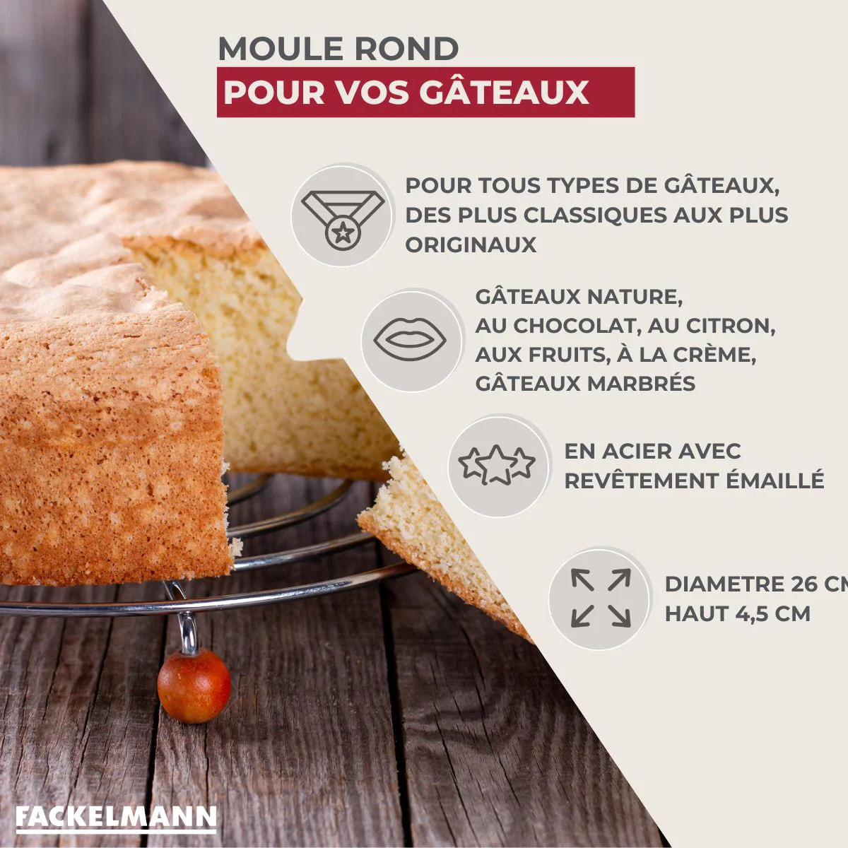 Moule à manqué émaillé 26 cm Fackelmann
