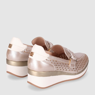 Zapatos de Piel - Platino - Tacón: 5 cm