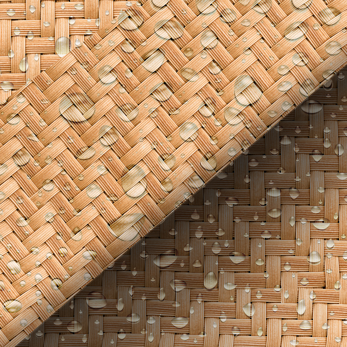 Rouleau revêtement adhésif vinyle au mètre - Sticker mural tête de lit - ROTIN TRESSÉ NATUREL