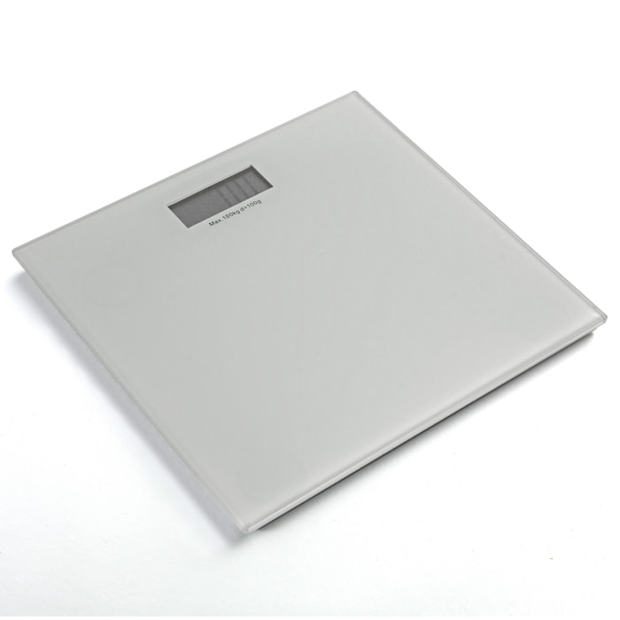 Pèse-personne électronique Tomasucci CLEAR, en verre et plastique, blanc, 30 × 30 × 3 cm