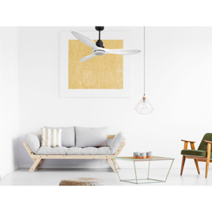 Ventilador de techo Modo Invierno/Verano Termostato Dimable Wifi Motor DC Techos Inclinados Mando a Distancia Luz tres tonos Hypersilence Memoria Vendible Shopify (AUTOMATICO) SantoriniD132C04LED64631 PURLINE