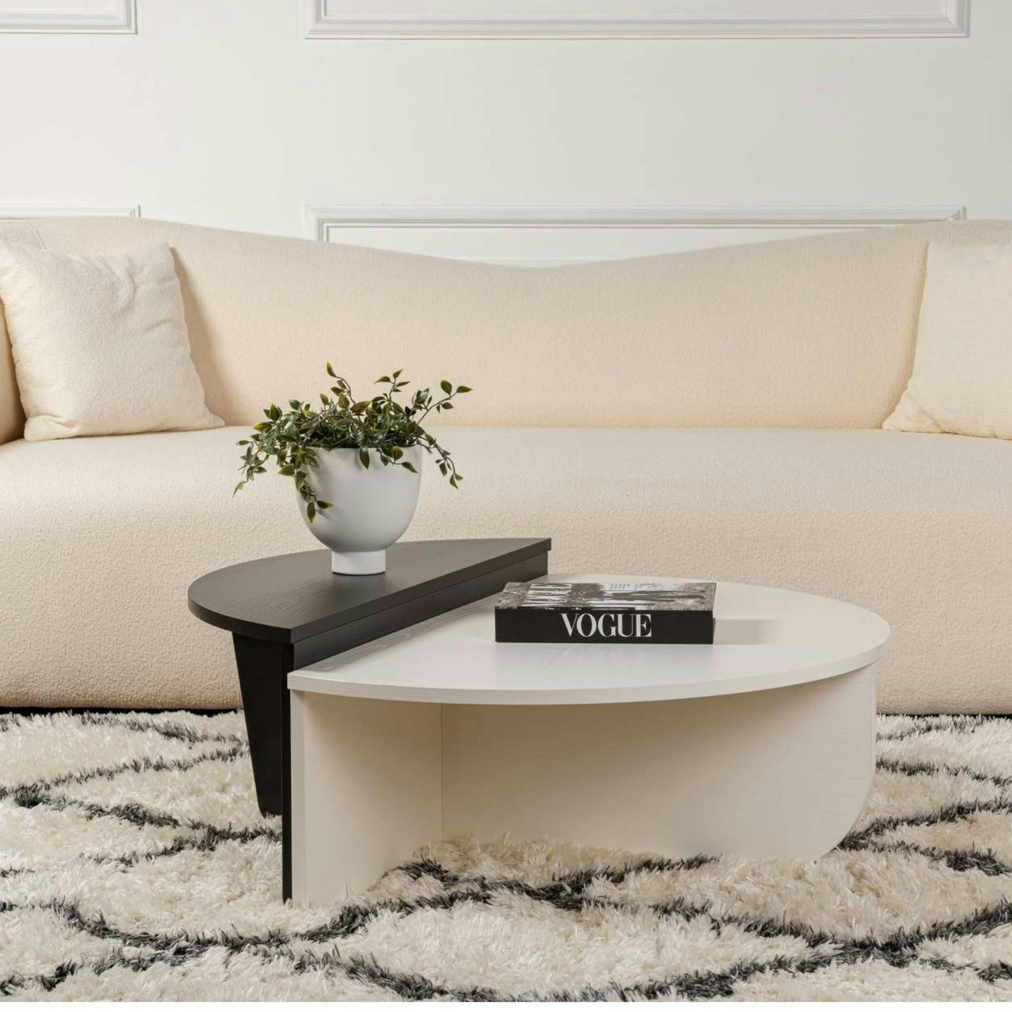 Table basse moderne noire & blanche - 2 hauteurs MARFA