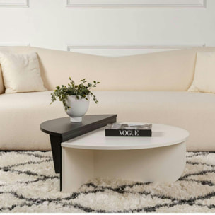 Table basse moderne noire & blanche - 2 hauteurs MARFA