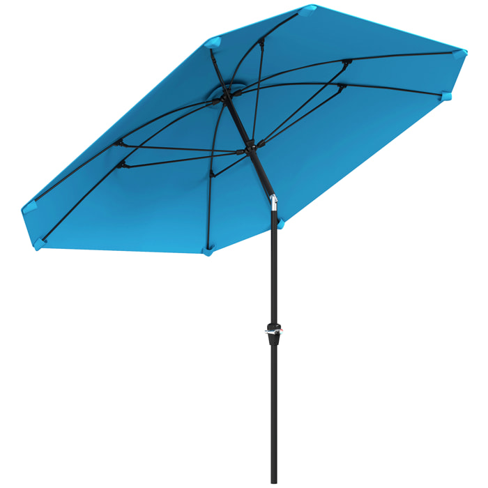 Sombrilla Terraza Exterior 233x233 cm Sombrilla de Jardín con Ángulo Ajustable Impermeable Poste de Aluminio Varillas de Fibra de Vidrio y Manivela Parasol para Patio Terraza Azul