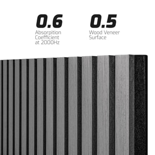 Mozart - Set di 2 pannelli fonoassorbenti decorativi in legno 235x60 cm, grigio