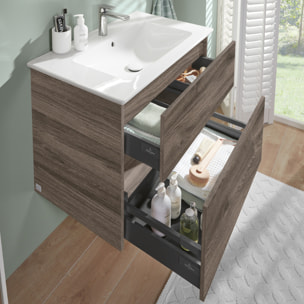 Set meuble avec vasque Finero Villeroy & Boch 80cm Chêne stone oak avec miroir avec éclairage