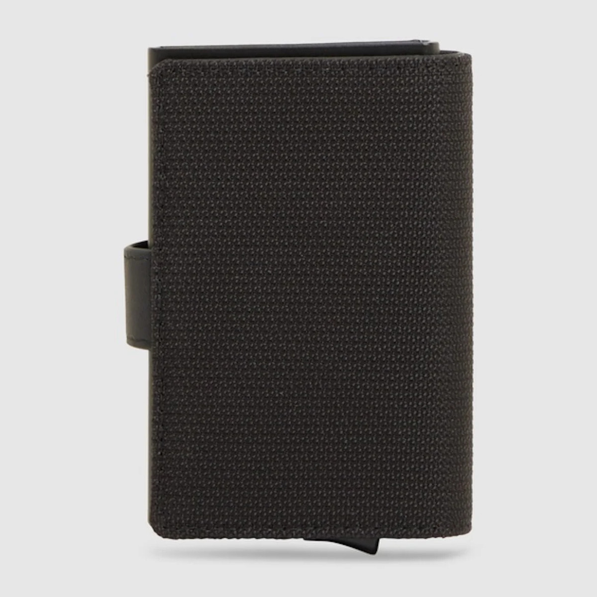 Piquadro Portacarte automatico in metallo e pelle, schermato con protezione RFID