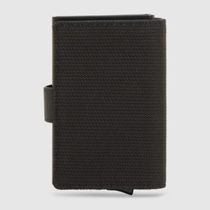 Piquadro Portacarte automatico in metallo e pelle, schermato con protezione RFID