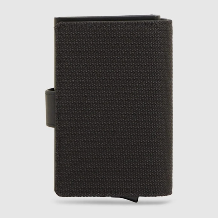 Piquadro Portacarte automatico in metallo e pelle, schermato con protezione RFID