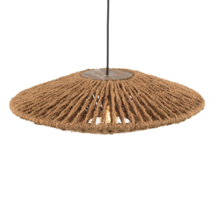 SIXTINE - Suspension 'cymbale' 60x60cm en fibre de coco et teck recyclé