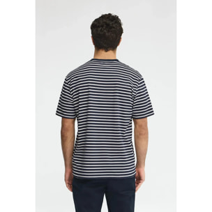 Maglietta a righe blu marino ed ecrù dal fit ampio con logo Rigby Go