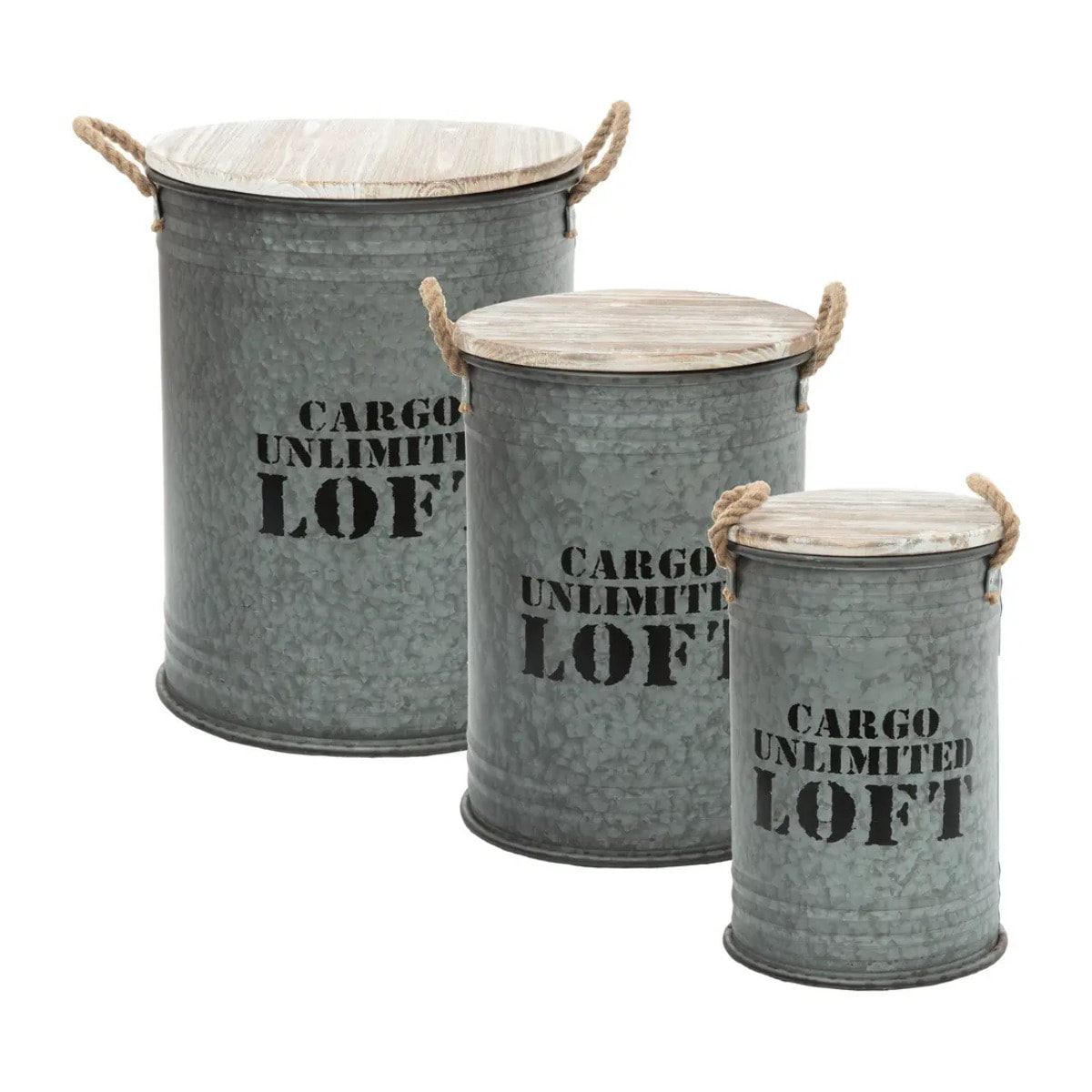 Set de 3 coffres gris "Loft" en métal
