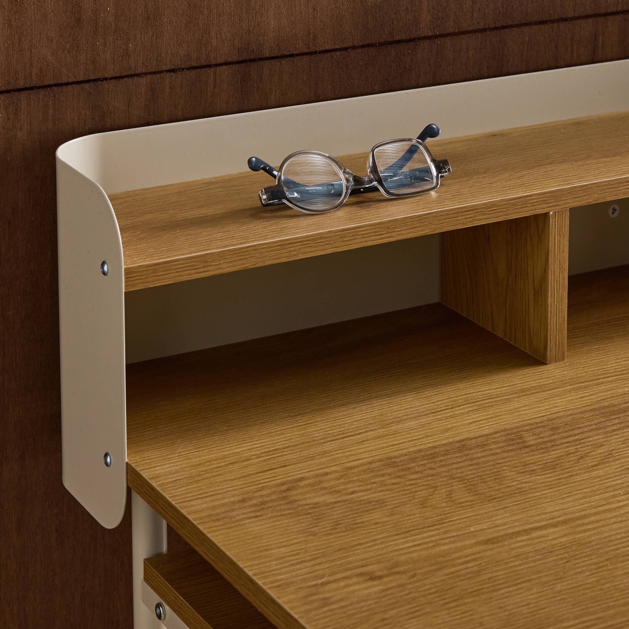 Bureau métal et décor bois 3 niches MOLTO