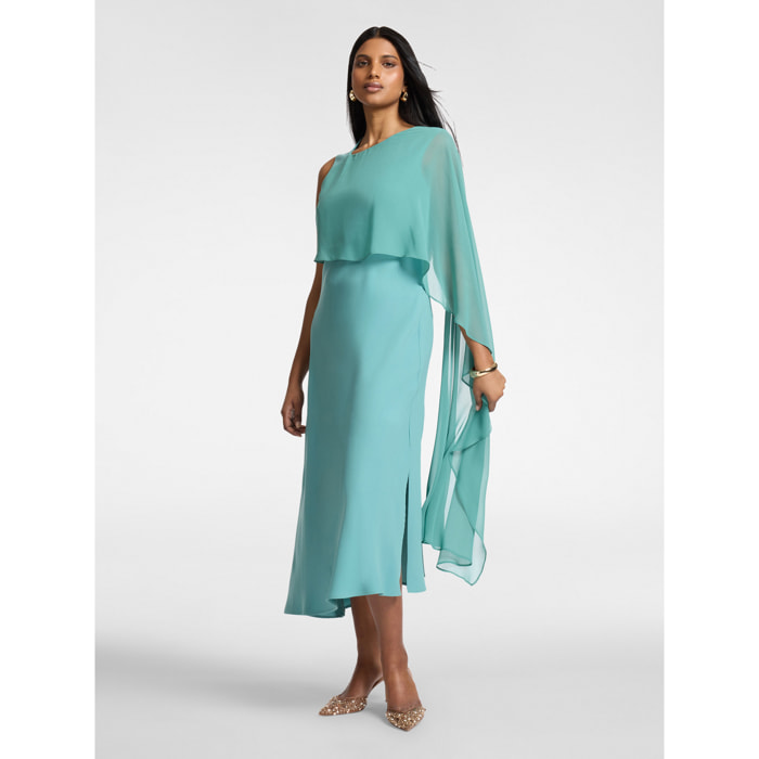 Elena Mirò - Vestido con capa - Green Water