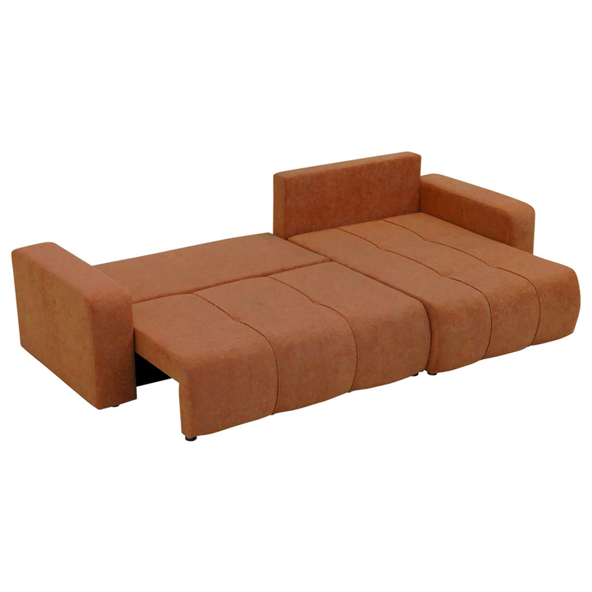 Nicole - Canapé d'angle réversible 5 places convertible avec coffre en tissu - Rouille
