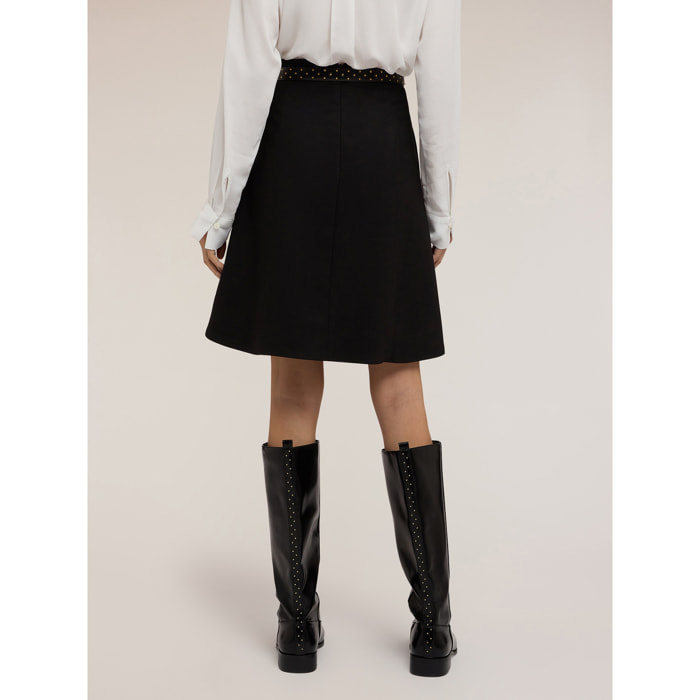 Motivi - Falda línea A con dobladillo asimétrico - Negro