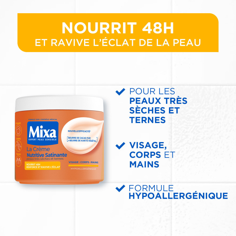 Mixa La Crème Nutritive Satinante - des Peaux très sèches et ternes 400ml