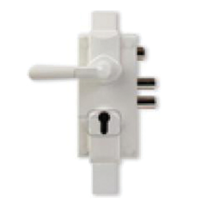 Serrure 300 en applique verticale 3 points réversible Blanc H.2040mm sans cylindre + Entretoise 2.5mm MUL-T-LOCK - S300B