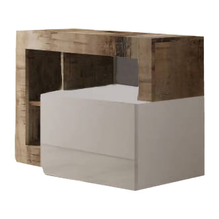 Scarpiera Adonide, Mobile portascarpe, Armadio da ingresso multiuso, Mobiletto per calzature, Made in Italy, 91x35 h58 cm, Bianco lucido e Acacia