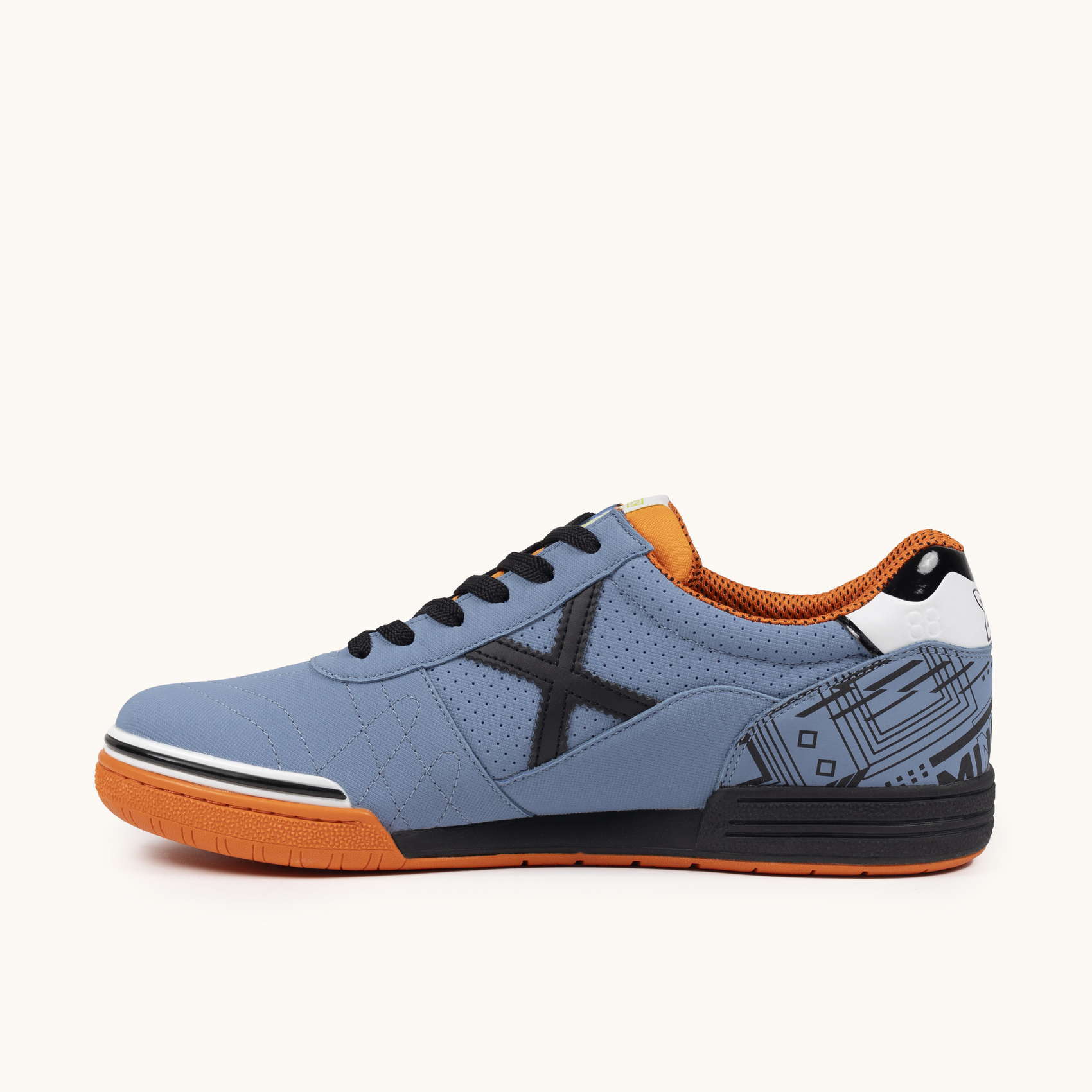 MUNICH G-3 449 Zapatillas de fútbol sala azul lavanda y negro con naranja