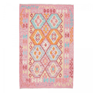Tapis kilim, motif géométrique, tissé plat en laine naturelle