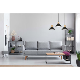 Lampada a sospensione ROWEN in acciaio nero e legno