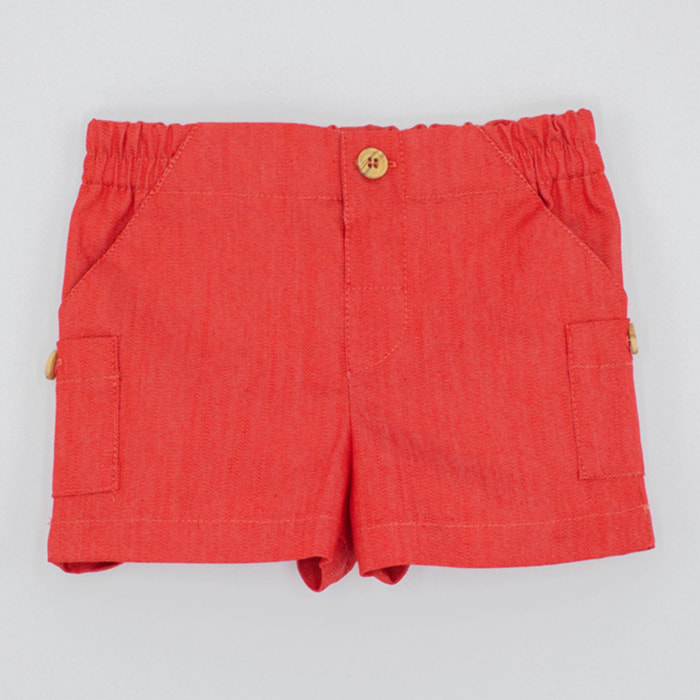 BERMUDA SARGA ELÁSTICA ROJA
