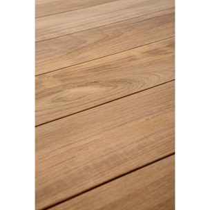 Tavolo da giardino CAMERON con piano in teak e struttura in alluminio bianco, 180×90 cm