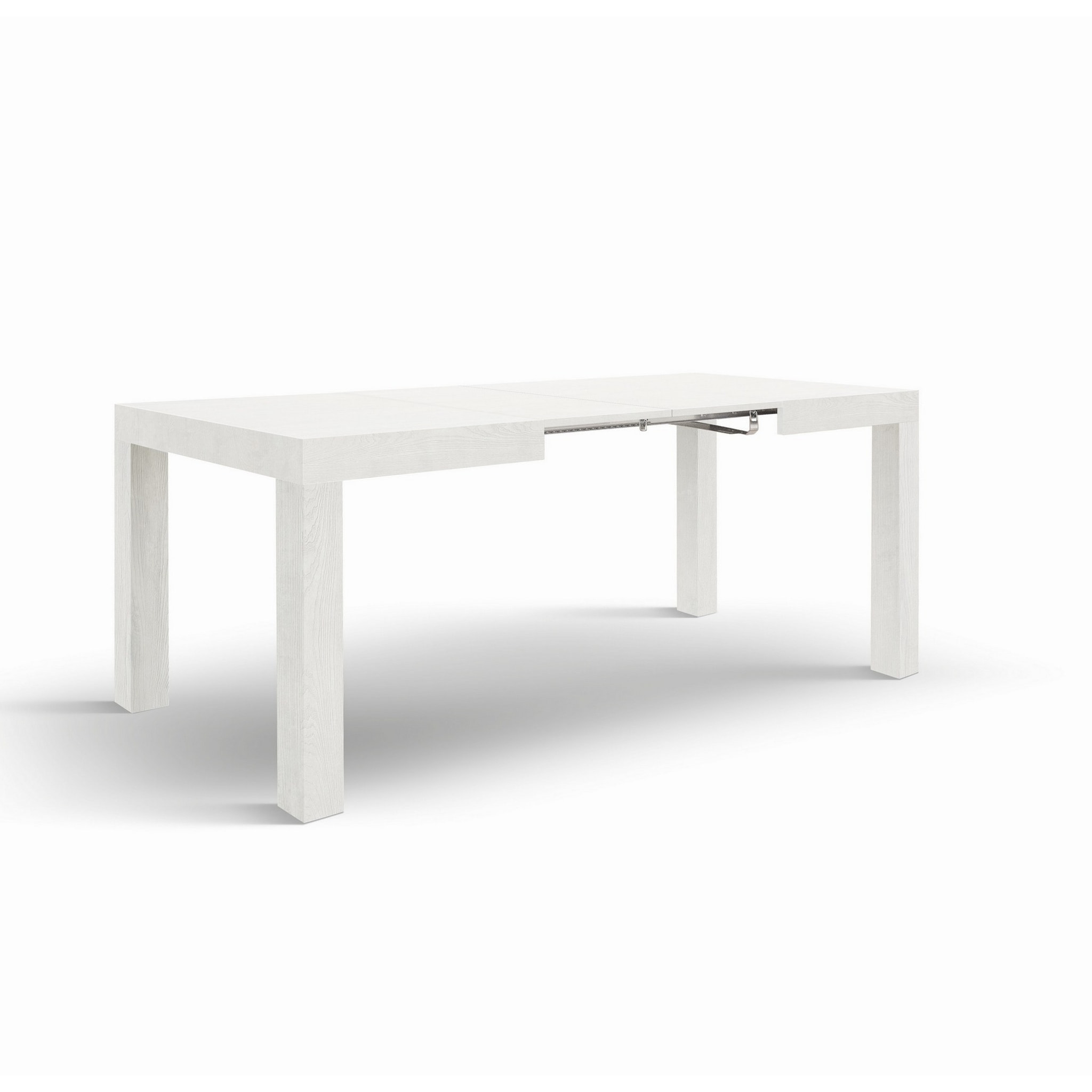Tavolo BAROLO in legno, finitura bianco frassinato, allungabile 120x80 cm - 200x80 cm