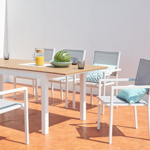 ELIANE Table extensible de jardin 8 places en aluminium et bois