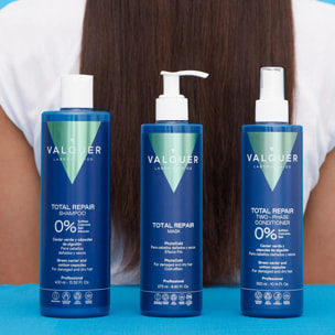 Valquer Pack Total Repair Champú + Mascarilla y Acondicionador bifásico para cabellos dañados - 400 ml + 275 ml + 300 ml