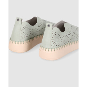 Zapatos de Tejido - Manzana/Lg.Green - Tacón: Bajo