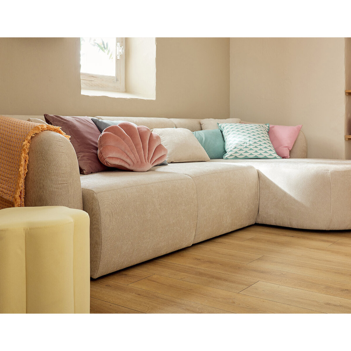 Ikare - module d'assise méridienne droit - en tissu - Beige