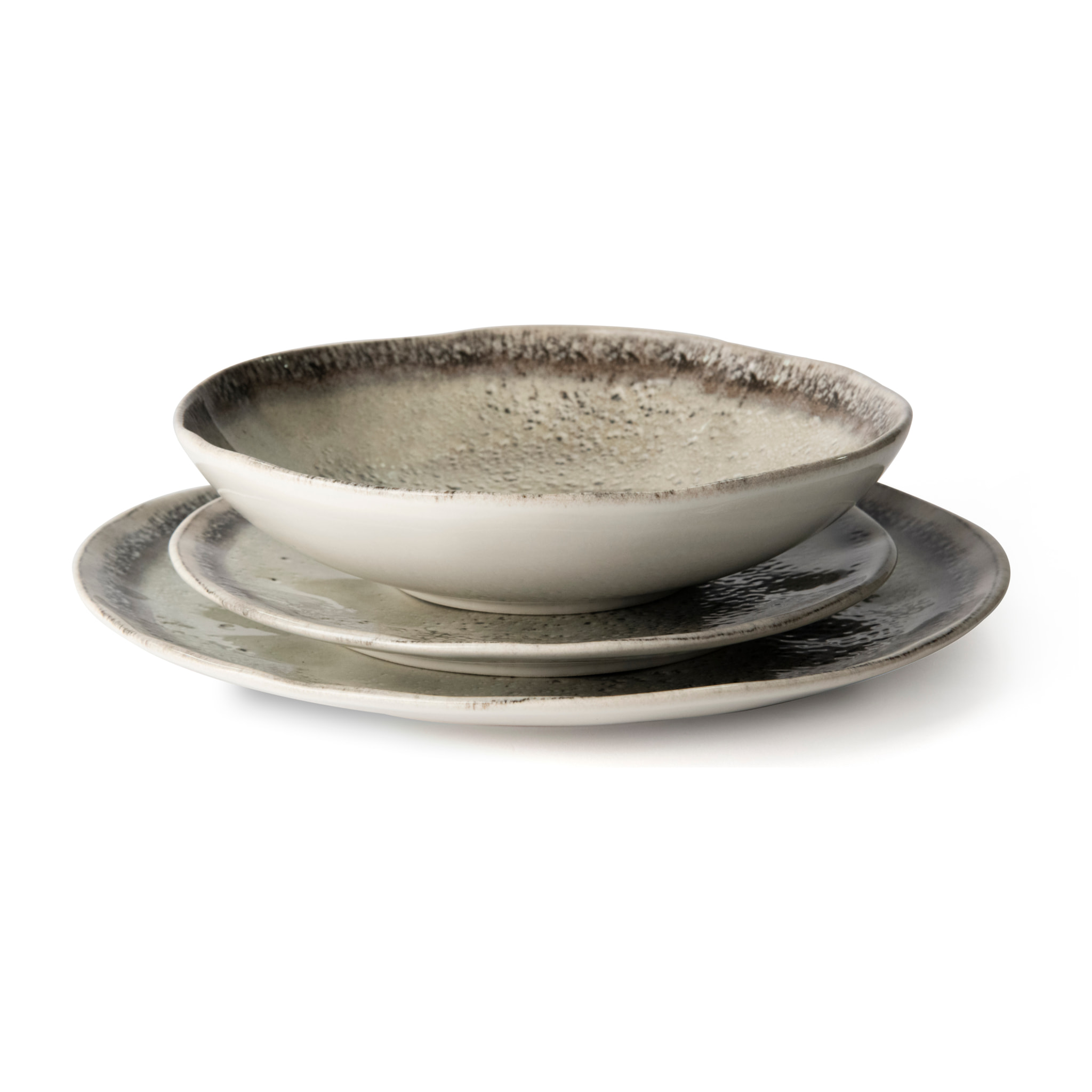 Servizio piatti 12 pezzi Excelsa Afrodite, ceramica, effetto reattivo, multicolore