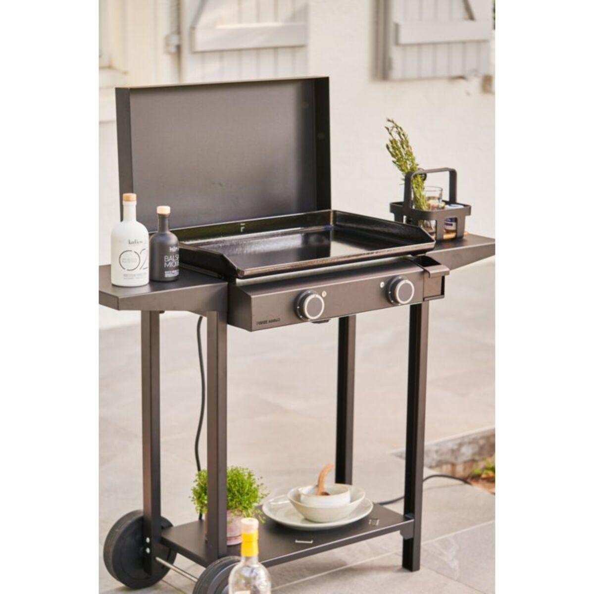 Plancha électrique FORGE ADOUR ACIER BASE 60A noir 2 brûleurs à poser, 57.5x37.9 cm