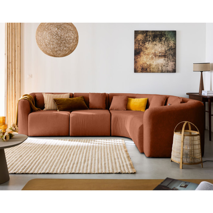 Ikare - canapé d'angle modulable réversible - 5 places - en tissu - Terracotta