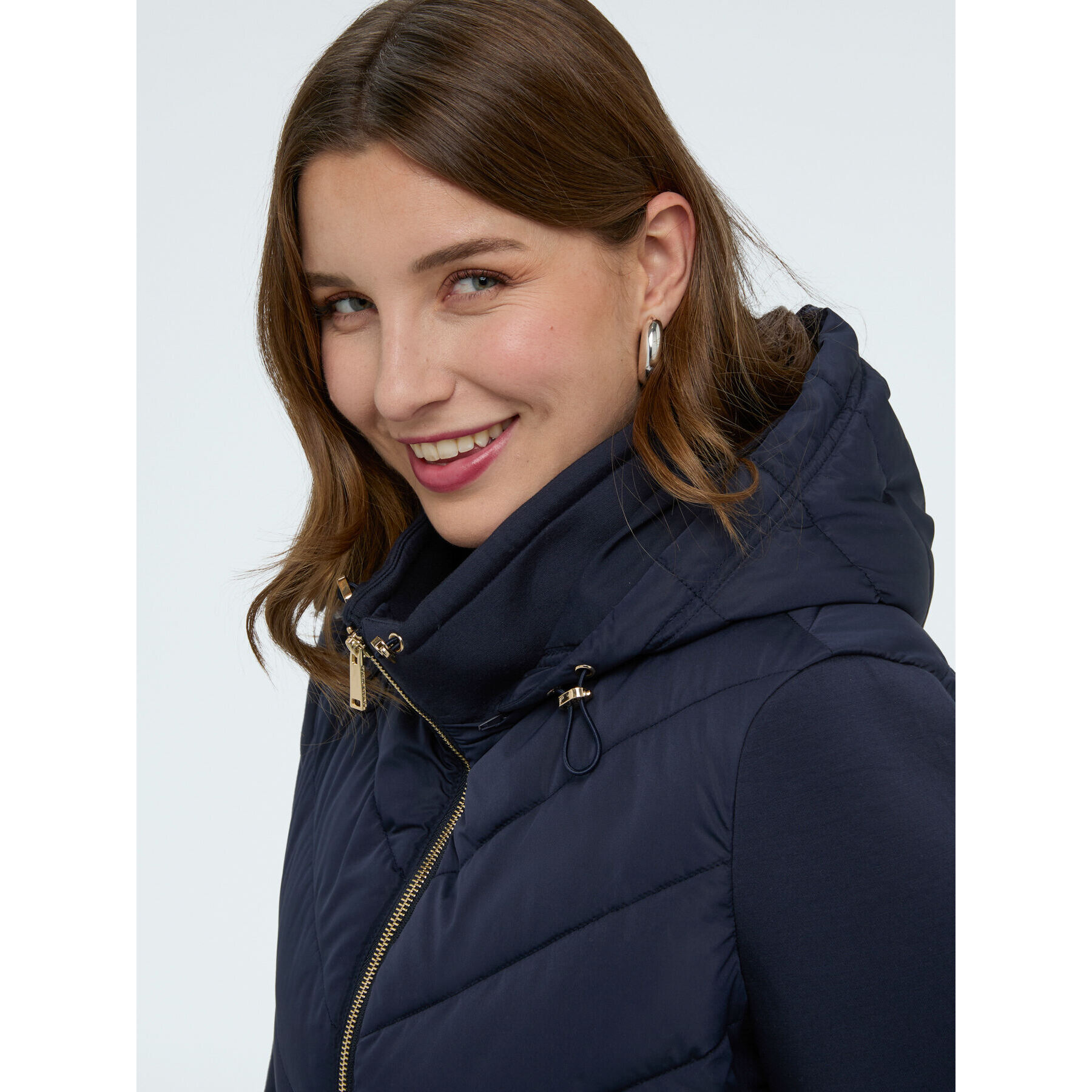 Fiorella Rubino - Piumino bimaterico con cappuccio rimovibile - Blu