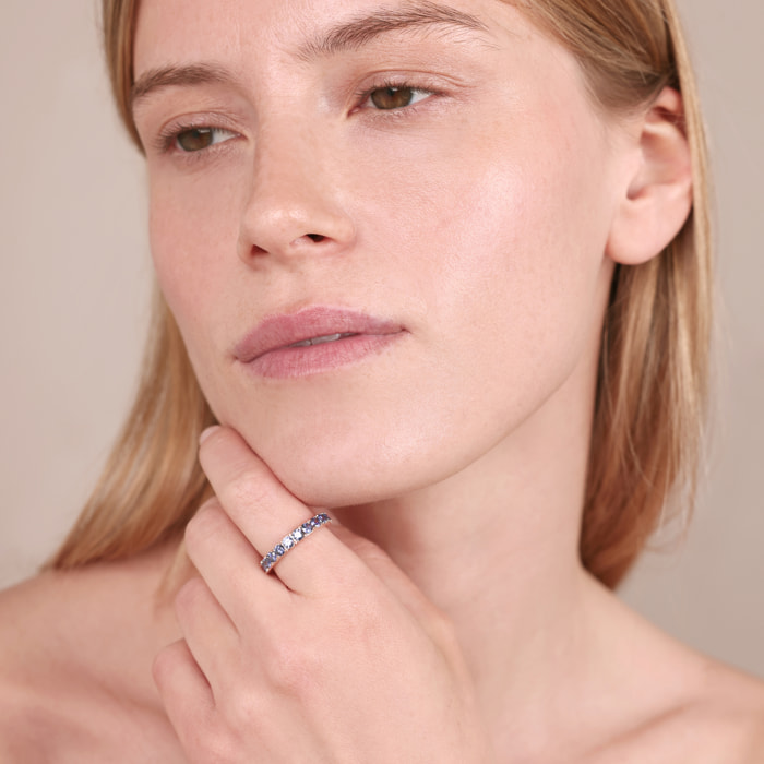 Anello Veretta con Cubic Zirconia  Viola