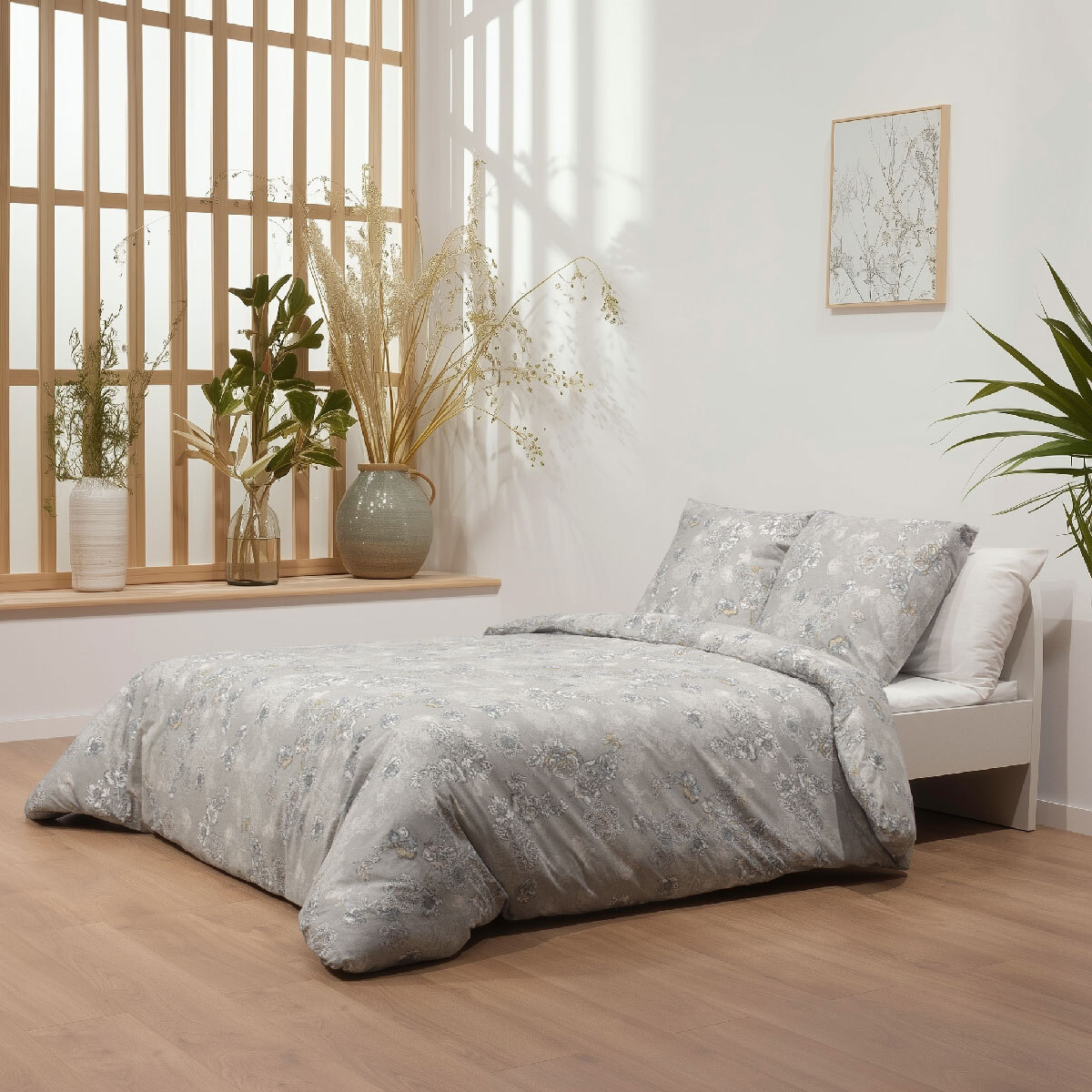 Parure de lit avec housse de couette 240x220 cm + 2 taies d'oreiller 65x65 cm 100% percale de coton - ELLA -